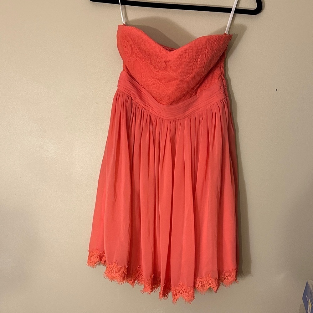 Minuet Strapless Coral Dress